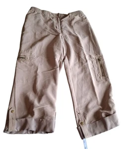 Pantalones cargo Chico’s Utility talla 2 grandes beige Y2K Coastal Grannycore utilitarios - Imagen 1 de 8
