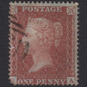 S38_26 GB QV 1855 1d RED-BROWN PLATE 9 SG26-C5(1) GA GU LIGHT CANCEL - Picture 1 of 2