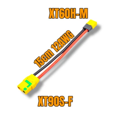 ✅ XT90S Antiblitz Female Stecker auf XT60H Male Buchse 15cm 12AWG Silikonkabel ✅ - Bild 1 von 4