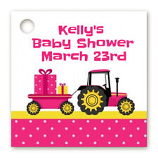 Tractor Truck Pink - Personalized Baby Shower Card Stock Favor Tags - Set of 20