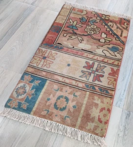Oriental Small Rug for Bedroom 2 x 3 ft Hand Knotted 100% Wool Rust Bedside Rugs - Picture 1 of 13