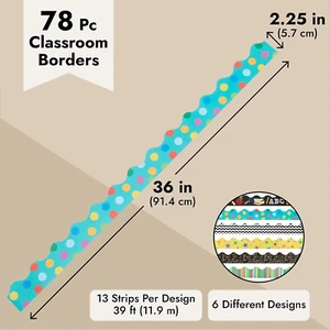 6 Rolls Scalloped Classroom Bulletin Board Borders for Chalkboard Decor, Whit... - Picture 1 of 12
