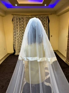 bridal veil satin ribbon edge 5 meters length Veil 2 layers free ship - Picture 1 of 9