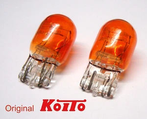 2x Koito W21/5W T20 E-geprüft Orange Amber Lampe Birne Glühlampen Blinker W3x16q - Bild 1 von 2