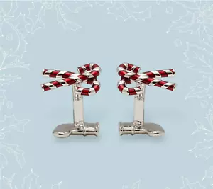 Gemelos de latón chapados en rodio BABETTE WASSERMAN LONDON Candy Cane - Imagen 1 de 6