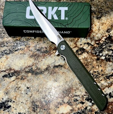 CRKT 3810 GRANDE LCK + CUCHILLO ALETA ASISTIDO MANGO VERDE! HOJA INOXIDABLE 3,62" Foto 1 de 4
