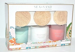 3 PACK SEA & SAND CALIFORNIA ESSENTIAL OILS SOY WAX BLEND CANDLES CANDLE SET - Picture 1 of 11