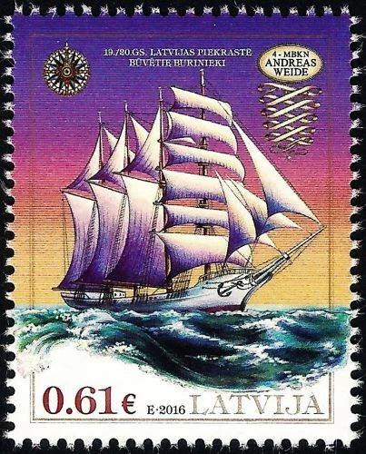 Latvia 2016 (19) Historical Latvian ships - Barquentines Andreas Weide 1891 - Image 1 of 1