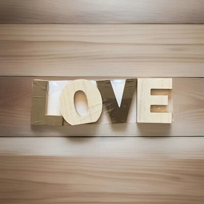 Love Wooden Letters Sign Decorative Wood Block Signs Freestanding Word Decor New - Image 1 of 3