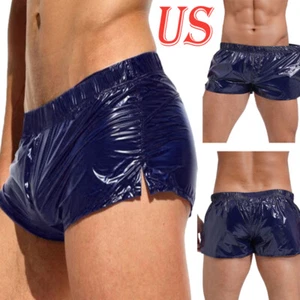 Boxer uomo metallizzato lucido costume da bagno lucido tronchetto basso rave clubwear - Foto 1 di 18