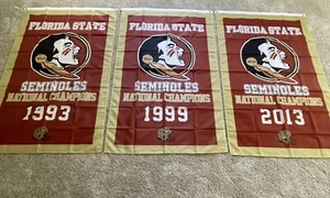 FSU Seminoles Football National Champions 3 Banners/Flags Set 3’x5’ - Picture 1 of 4
