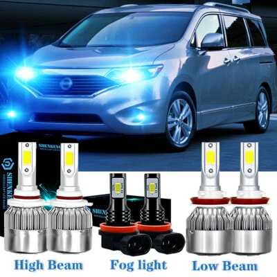 For Nissan Quest 2011-2017 6X 8000K Blue LED Headlight High/Low Fog Light Bulbs - Image 1 of 4