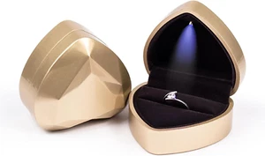 Ring Box Heart Shaped LED Light Engagement Jewelry Case for Proposal Wedding ... - Picture 1 of 12