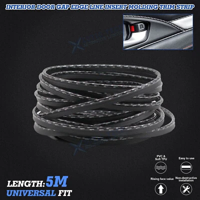 Acessórios de folga de porta interior de carro estilo fibra de carbono linha de acabamento de inserção com ferramenta 5M - Imagem 1 de 4