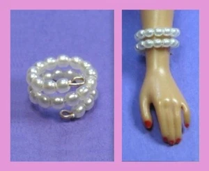 Dreamz VINTAGE REPRODUKTION von WHITE PEARL SNAKE Wickelarmband für Barbie Puppe  - Bild 1 von 3