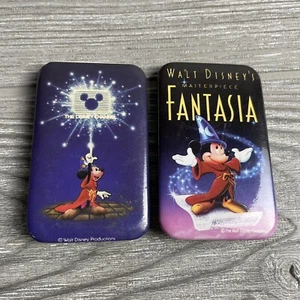 Lot of 2 Vintage Disney Fantasia Mickey Promotional Pin Buttons Rectangle - Picture 1 of 4