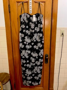 Ralph Lauren sequined spaghetti strap floral long dress gown black NWT 12 $320 - Picture 1 of 11
