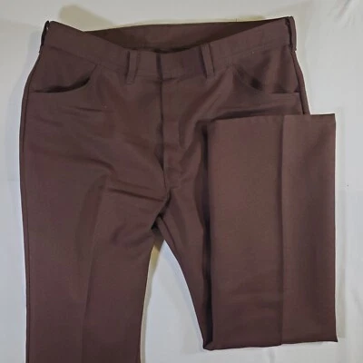 SportAbouts Brown VTG 70s 80s Scovill Zipper - 39x29 Boot Cut Slacks Work Pants - Image 1 of 4