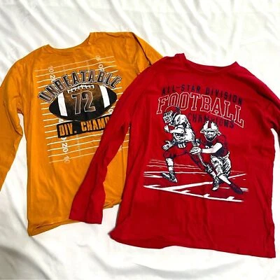 The Children’s Place Boys XXL set of 2 long sleeved tops red yellow football - Image 1 of 4