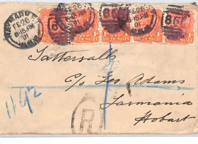 NEW SOUTH WALES QV Cover *Haymarket* NUMERALS Registered 1901 Australia NSW XJ60 - Image 1 of 4