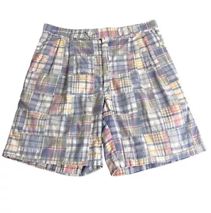 Pantaloncini corti vintage anni 80 Berle Madras Ivy League cotone taglia 34 - Foto 1 di 8