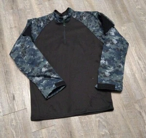 Tru Spec Mens Large Blue Camo LS Shirt 1/4 Zip Tactical Duty Lined Pullover Aqua - Picture 1 of 9