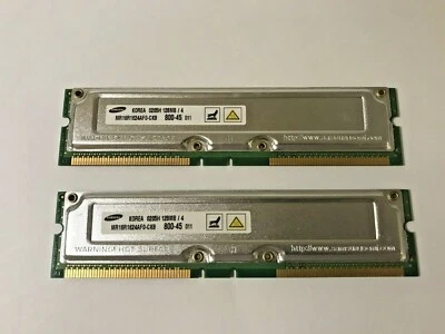 Samsung 128MB PC-800 Non ECC 800Mhz RAMBUS RIMM RDRAM MR16R1624AF0-CK8 - Image 1 of 2