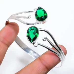 Chrome Diopside Gemstone 925 Sterling Silver Jewelry Cuff Bracelet Adjustable - Picture 1 of 1