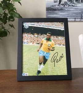 Pele Signed 8x10 Brazil Photo FRAMED AUTO BAS Beckett Authentic RARE GOAT CLEAN - Picture 1 of 10