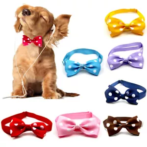 2Pcs Dog Cat Bowknot Collar Bow Tie Necklace Pet Adjustable Neck Collar Supply - Picture 1 of 20