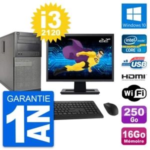 PC Tour Dell 390 MT Ecran 22" i3-2120 RAM 16Go Disque 250Go HDMI Windows 10 Wifi - Photo 1/6