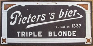Pieter's Bier 1920s Belgian Beer Advertising Sign, Triple Blonde, Belgium, Gray - Picture 1 of 1
