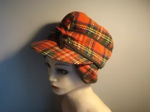 Vintage Cool Style Plaid Hat With Ear Flap Quilted Lined (U.S.A) - Picture 1 of 5