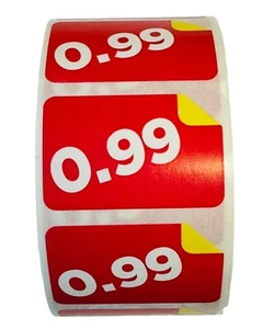 $0.99 Cents Retail Labels 1.5"x1" Red Price Point of Sale Adhesive Stickers 1000 - Picture 1 of 6