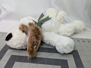 Walmart Floppy White Dog Plush Brown Ears 15 Inch Long Stuffed Animal Toy - Picture 1 of 8