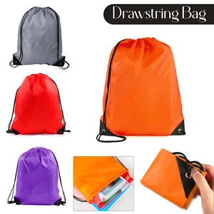 Nylon Drawstring Backpack Bag Gym Sports School PE Rucksack Dance Books Bags - Picture 1 of 9