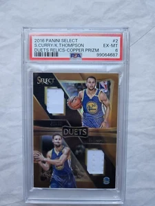 PSA 6 2016-2017 Panini Select Duets RELIQUIAS Cobre Prizm Steph Curry Klay # 1/49 - Imagen 1 de 3