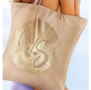 Victoria’s Secret Sommer-Strandtasche Bling Gold Glitzer & Strass NEU - Bild 1 von 3