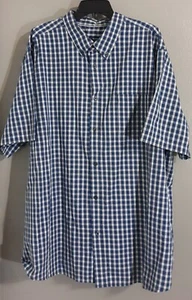 Men’s Basic Editions Short Sleeve/button Up Blue Plaid Dress Shirt .sz 3xlt - Picture 1 of 8