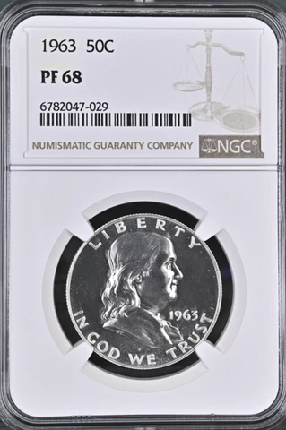 1963 Proof Franklin Half Dollar - NGC PF 68 Brown Label Cover