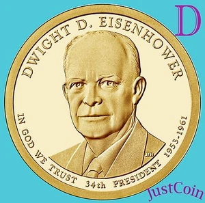 2015-D DWIGHT EISENHOWER PRESIDENTIAL GOLDEN DOLLAR FROM MINT ROLL BANKFRISCH - Bild 1 von 2