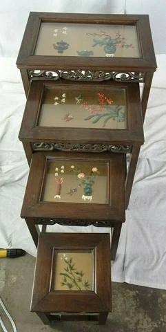 Vintage Oriental Themed Nesting Tables Set of 4 JADE MT Cover