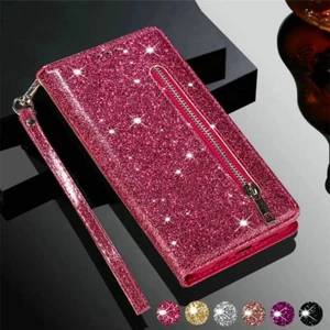 Glitter Wallet Case For iPhone 16 15 14 13 12 11 Pro Max XS XR 8 Plus Flip Cover - Picture 1 of 13