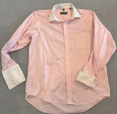 Donald J Trump Signature Collection French Cuff Shirt Pink White cuffs 17 34/35 - Image 1 of 4