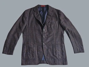 Isaia Dustin Blazer 54 EU 44 US Brown Plaid Cashmere Silk Sport Coat Italy EX  - Picture 1 of 24