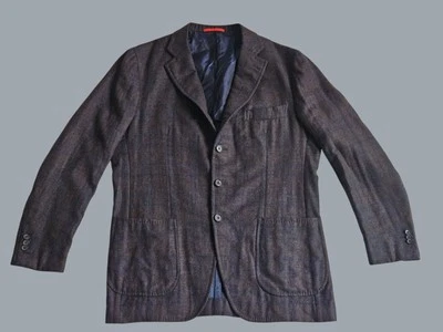 Isaia Dustin Blazer 54 EU 44 US Brown Plaid Cashmere Silk Sport Coat Italy EX  - Image 1 of 4