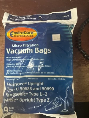 9-Pack Envirocare Vacuum Bags 159-9 Fit Kenmore U 50688 50690 Miele Type Z - Image 1 of 4