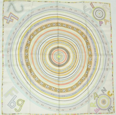 Authentic HERMES Hermes Box Tohu Bohu White Silk Shawl Scarf 35" - Image 1 of 4