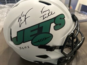 Vinny Testaverde & Wayne Chrebet Dual Signed JETS Full Size Helmet Beckett COA - Picture 1 of 6