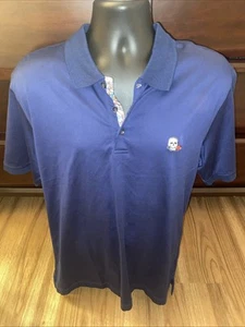 NWT Robert Graham Men's XL Archie Polo Shirt Skull Rose Logo Navy Blue - Picture 1 of 6